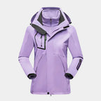 3-in-1 Waterproof Ski Jacket Women's Hooded Fleece Liner Black – Winter, Outdoor, Skiing