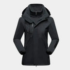 3-in-1 Waterproof Ski Jacket Women's Hooded Fleece Liner Black – Winter, Outdoor, Skiing