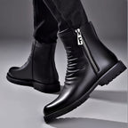 Ankle Boots Black Leather Side Zip Men's – Casual, Office, Gift · Faylori