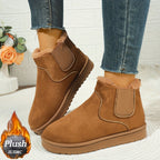 Ankle Boots Women's Black Plush Lined Platform Chelsea Snow Boots – Winter, Casual, Warm, Gift