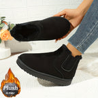 Ankle Boots Women's Black Plush Lined Platform Chelsea Snow Boots – Winter, Casual, Warm, Gift