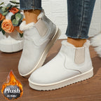 Ankle Boots Women's Black Plush Lined Platform Chelsea Snow Boots – Winter, Casual, Warm, Gift