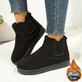 Ankle Boots Women's Black Plush Lined Platform Chelsea Snow Boots – Winter, Casual, Warm, Gift
