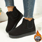 Ankle Boots Women's Black Plush Lined Platform Chelsea Snow Boots – Winter, Casual, Warm, Gift