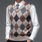 Argyle Sweater Vest Men's V-Neck Sleeveless Knit Pullover – Office, Casual · Faylori