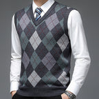 Argyle Sweater Vest Men's V-Neck Sleeveless Knit Pullover – Office, Casual · Faylori