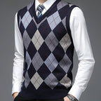 Argyle Sweater Vest Men's V-Neck Sleeveless Knit Pullover – Office, Casual · Faylori