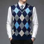 Argyle Sweater Vest Men's V-Neck Sleeveless Knit Pullover – Office, Casual · Faylori