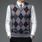 Argyle Sweater Vest Men's V-Neck Sleeveless Knit Pullover – Office, Casual · Faylori