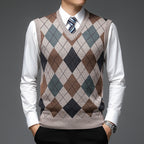 Argyle Sweater Vest Men's V-Neck Sleeveless Knit Pullover – Office, Casual · Faylori