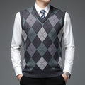 Argyle Sweater Vest Men's V-Neck Sleeveless Knit Pullover – Office, Casual · Faylori