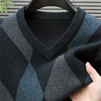 Argyle V-Neck Sweater Men's Knitted Pullover – Casual, Office · Faylori