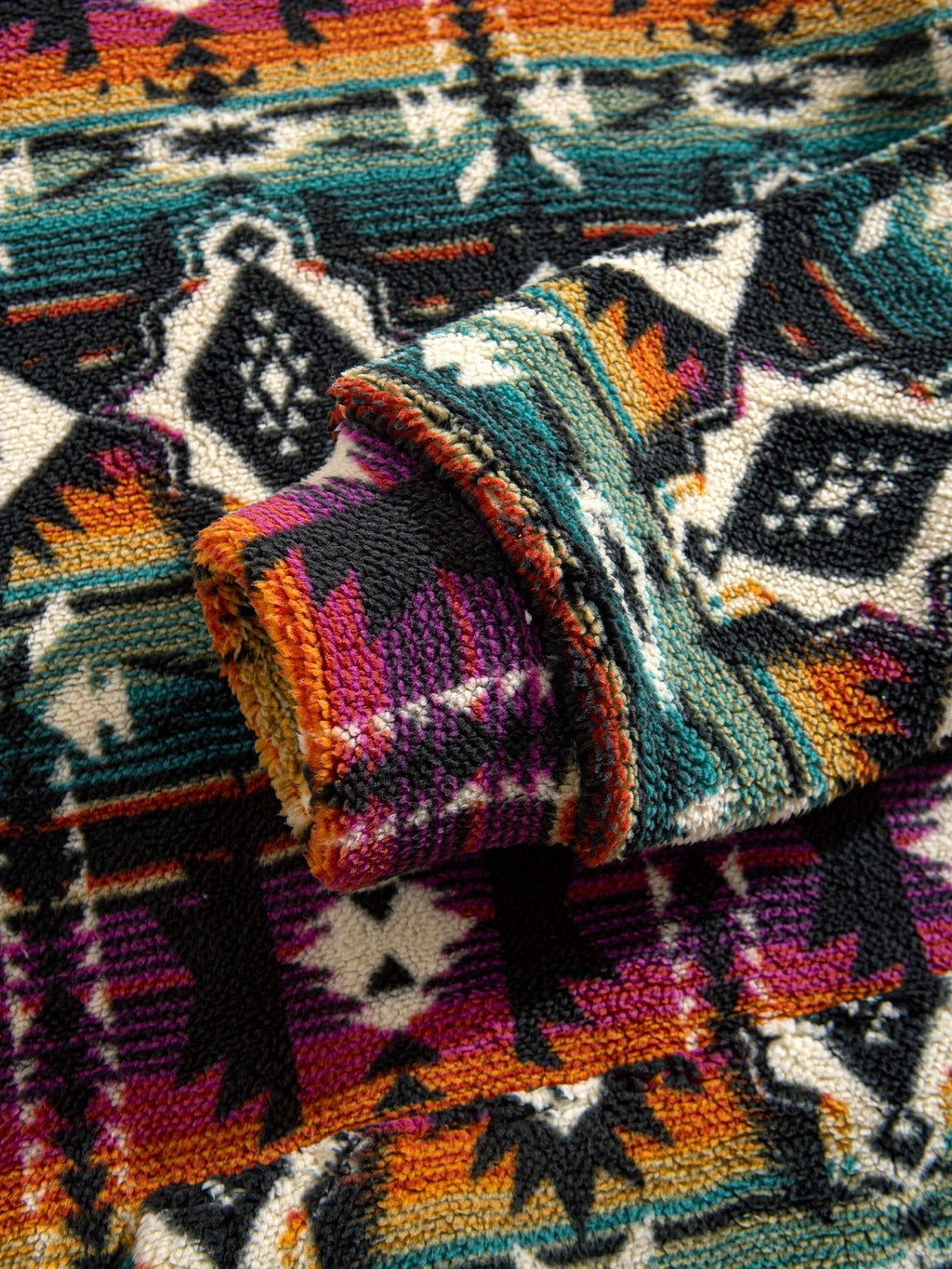 Aztec Pattern Fleece Hoodie Men's Fluffy Pullover with Kangaroo Pocket – Casual, Gift