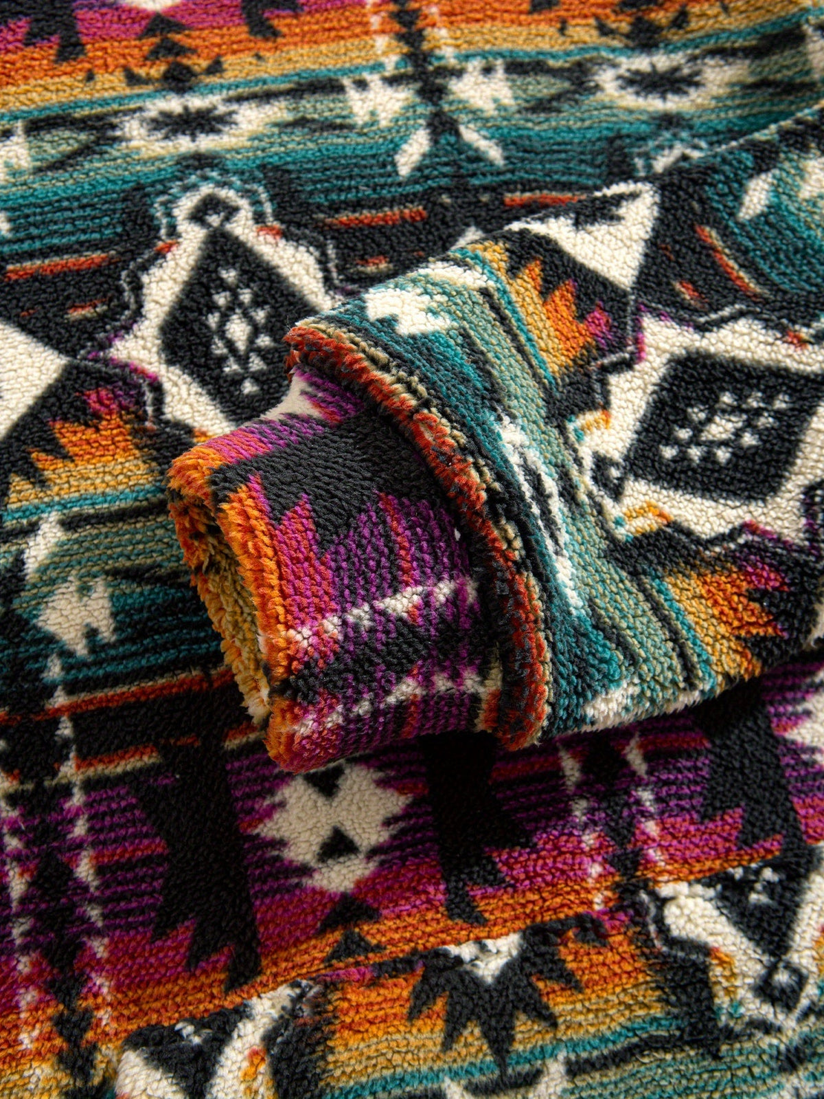Aztec Pattern Fleece Hoodie Men's Fluffy Pullover with Kangaroo Pocket – Casual, Gift