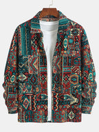Aztec Print Jacket Men's Lapel Full-Zip Long Sleeve – Casual, Holiday · Faylori