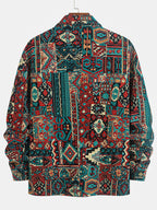 Aztec Print Jacket Men's Lapel Full-Zip Long Sleeve – Casual, Holiday · Faylori