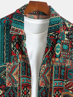 Aztec Print Jacket Men's Lapel Full-Zip Long Sleeve – Casual, Holiday · Faylori