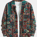 Aztec Print Jacket Men's Lapel Full-Zip Long Sleeve – Casual, Holiday · Faylori