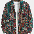 Aztec Print Jacket Men's Lapel Full-Zip Long Sleeve – Casual, Holiday · Faylori