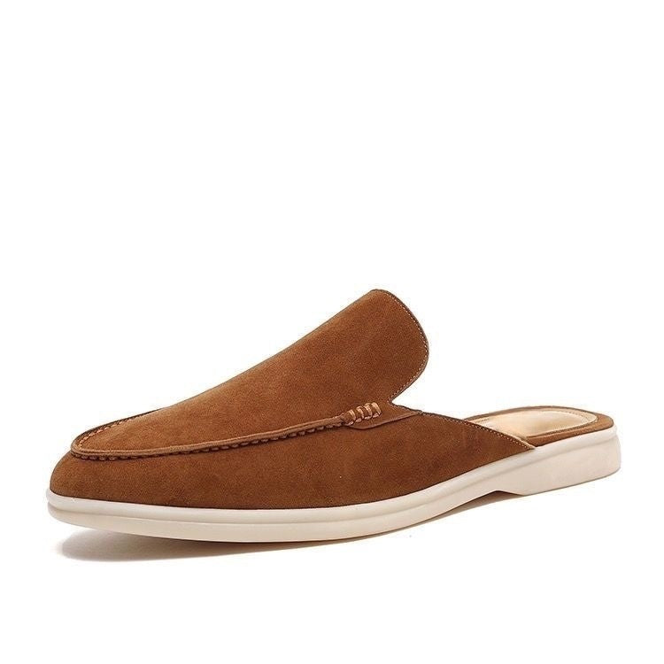 Backless Loafer Mules Men's Slip-On Black Suede Style Shoes – Office, Holiday, Gift