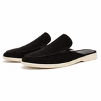 Backless Loafer Mules Men's Slip-On Black Suede Style Shoes – Office, Holiday, Gift