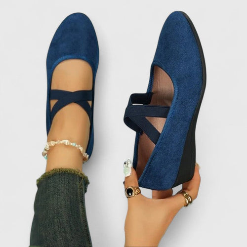 Ballet Flats Black Suede Women's Ankle Strap Shoes – Casual, Office, Gift, Everyday Wear