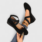 Ballet Flats Black Suede Women's Ankle Strap Shoes – Casual, Office, Gift, Everyday Wear