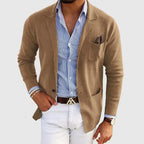 Blazer Blue Notch Lapel Men's Slim Fit Jacket with Chest Pocket – Casual, Office, Holiday, Gift