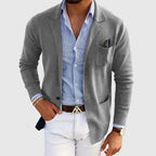 Blazer Blue Notch Lapel Men's Slim Fit Jacket with Chest Pocket – Casual, Office, Holiday, Gift