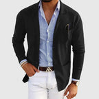 Blazer Blue Notch Lapel Men's Slim Fit Jacket with Chest Pocket – Casual, Office, Holiday, Gift