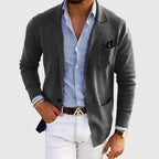 Blazer Blue Notch Lapel Men's Slim Fit Jacket with Chest Pocket – Casual, Office, Holiday, Gift