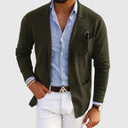Blazer Blue Notch Lapel Men's Slim Fit Jacket with Chest Pocket – Casual, Office, Holiday, Gift