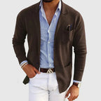 Blazer Blue Notch Lapel Men's Slim Fit Jacket with Chest Pocket – Casual, Office, Holiday, Gift