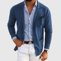 Blazer Blue Notch Lapel Men's Slim Fit Jacket with Chest Pocket – Casual, Office, Holiday, Gift