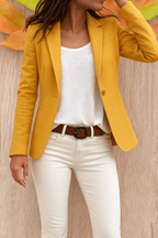 Blazer Women's Black Single-Button Tailored Notch Lapel Jacket – Office, Casual, Work Outfit, Gift
