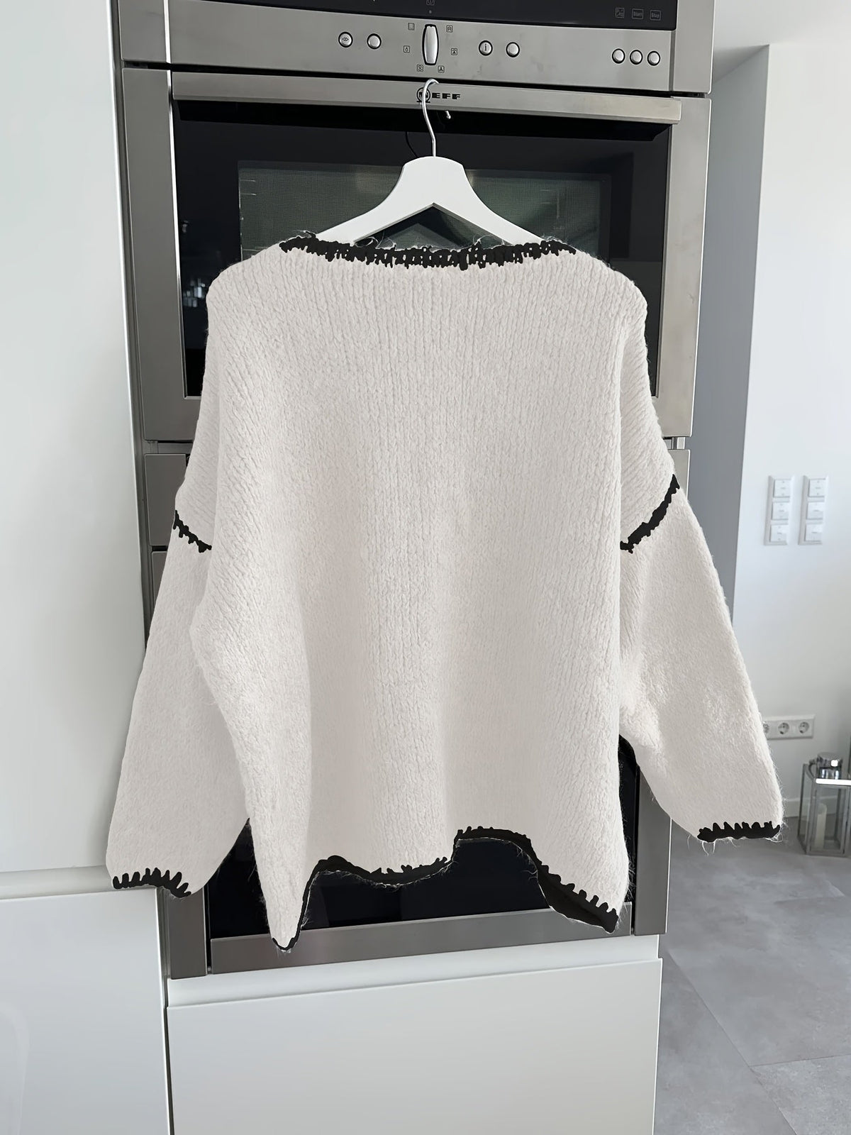 Boat Neck Sweater Women's Oversized Knit Long Sleeve Pullover Beige – Casual, Office, Holiday, Gift