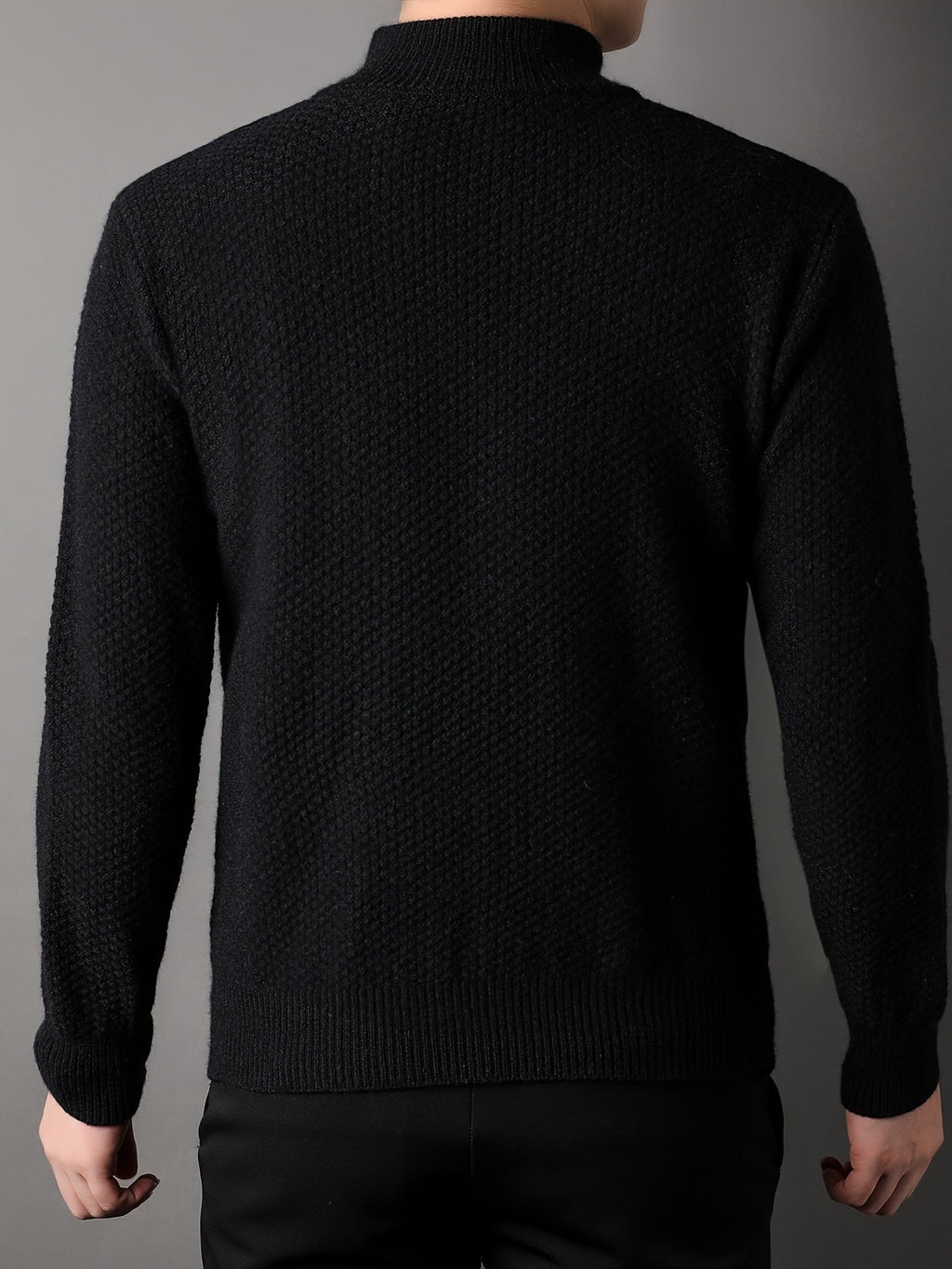 Cable Knit Cardigan Men's Button-Front Black Sweater with Pockets – Casual, Office