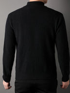 Cable Knit Cardigan Men's Button-Front Black Sweater with Pockets – Casual, Office