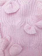 Cable Knit Cardigan Women's Pink Bow-Detail V-Neck Button-Up Long Sleeve Sweater – Casual, Office, Gift