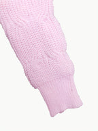 Cable Knit Cardigan Women's Pink Bow-Detail V-Neck Button-Up Long Sleeve Sweater – Casual, Office, Gift