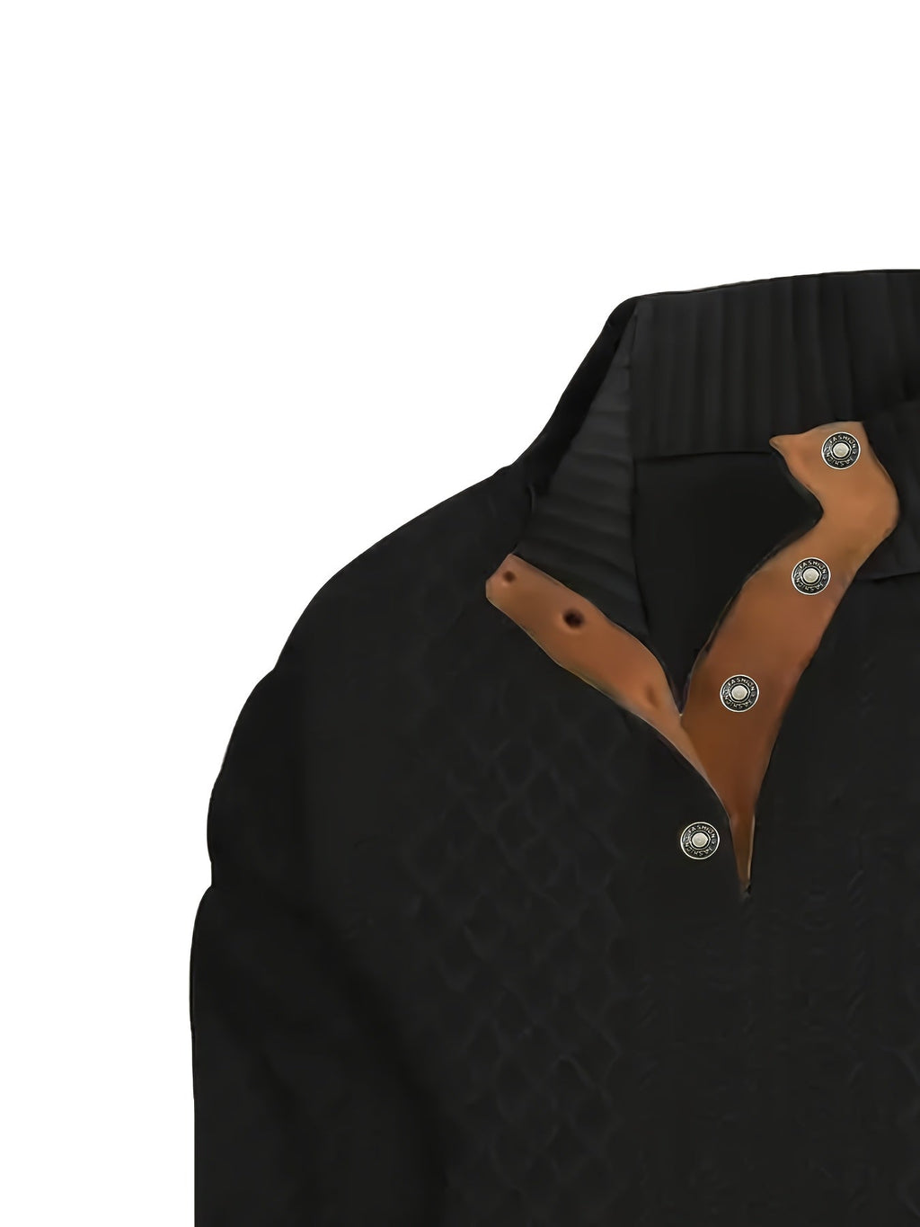 Cable Knit Henley Sweater Men's Beige Stand Collar Button Pullover with Elbow Patches – Casual, Office