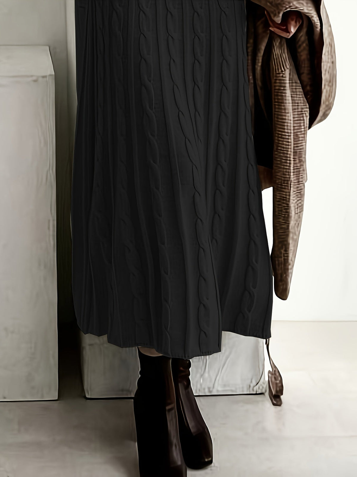 Cable-Knit Maxi Dress Long Sleeve Women's – Casual, Office, Holiday, Gift · Faylori
