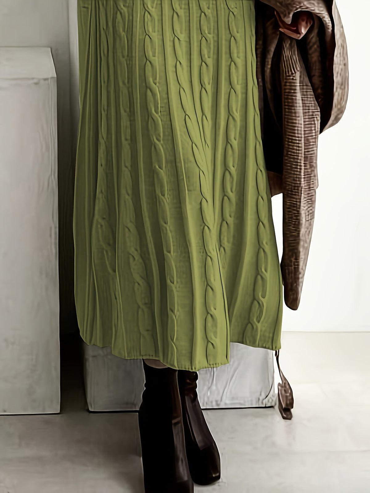 Cable-Knit Maxi Dress Long Sleeve Women's – Casual, Office, Holiday, Gift · Faylori