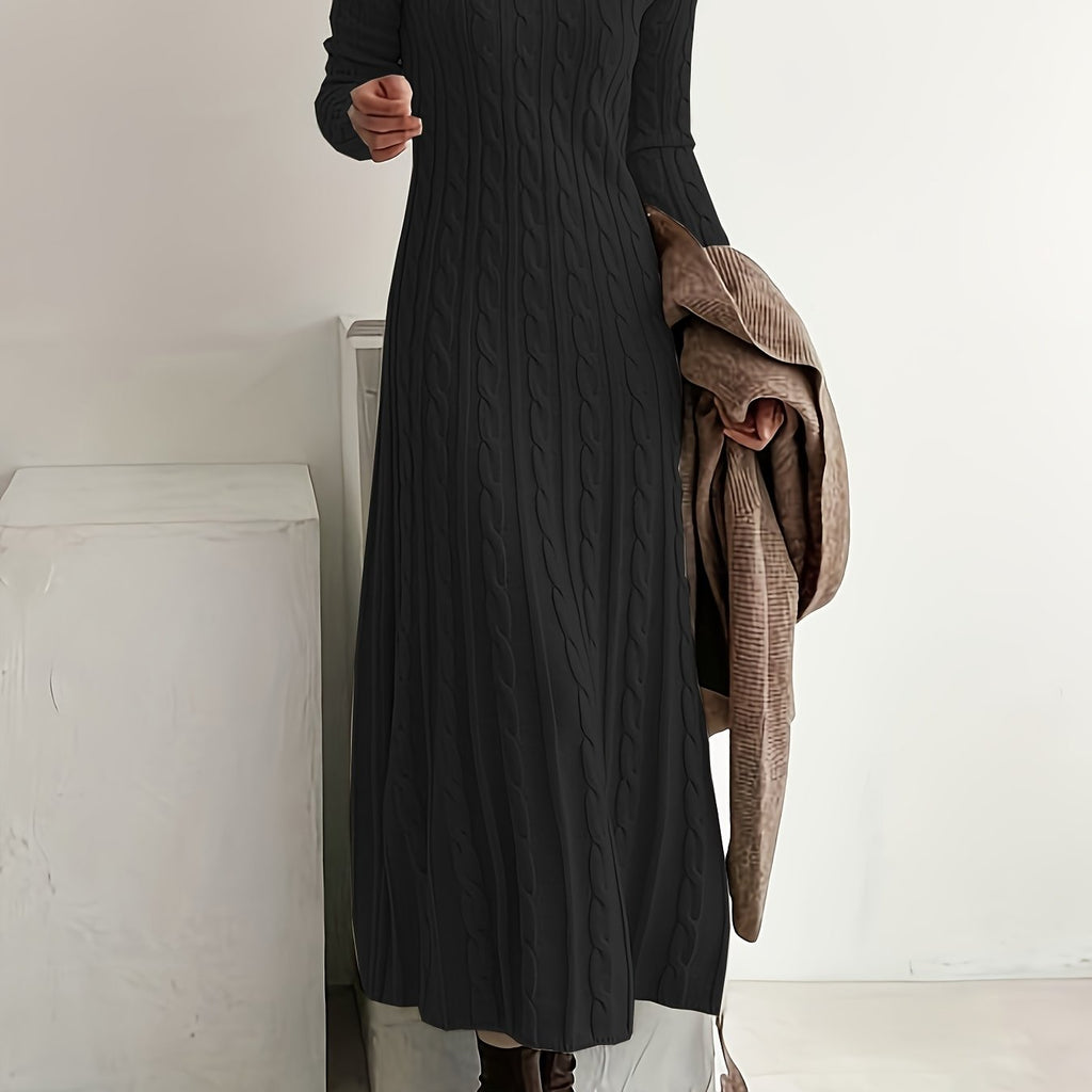 Cable-Knit Maxi Dress Long Sleeve Women's – Casual, Office, Holiday, Gift · Faylori