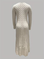 Cable-Knit Maxi Dress Long Sleeve Women's – Casual, Office, Holiday, Gift · Faylori