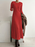 Cable-Knit Maxi Dress Long Sleeve Women's – Casual, Office, Holiday, Gift · Faylori