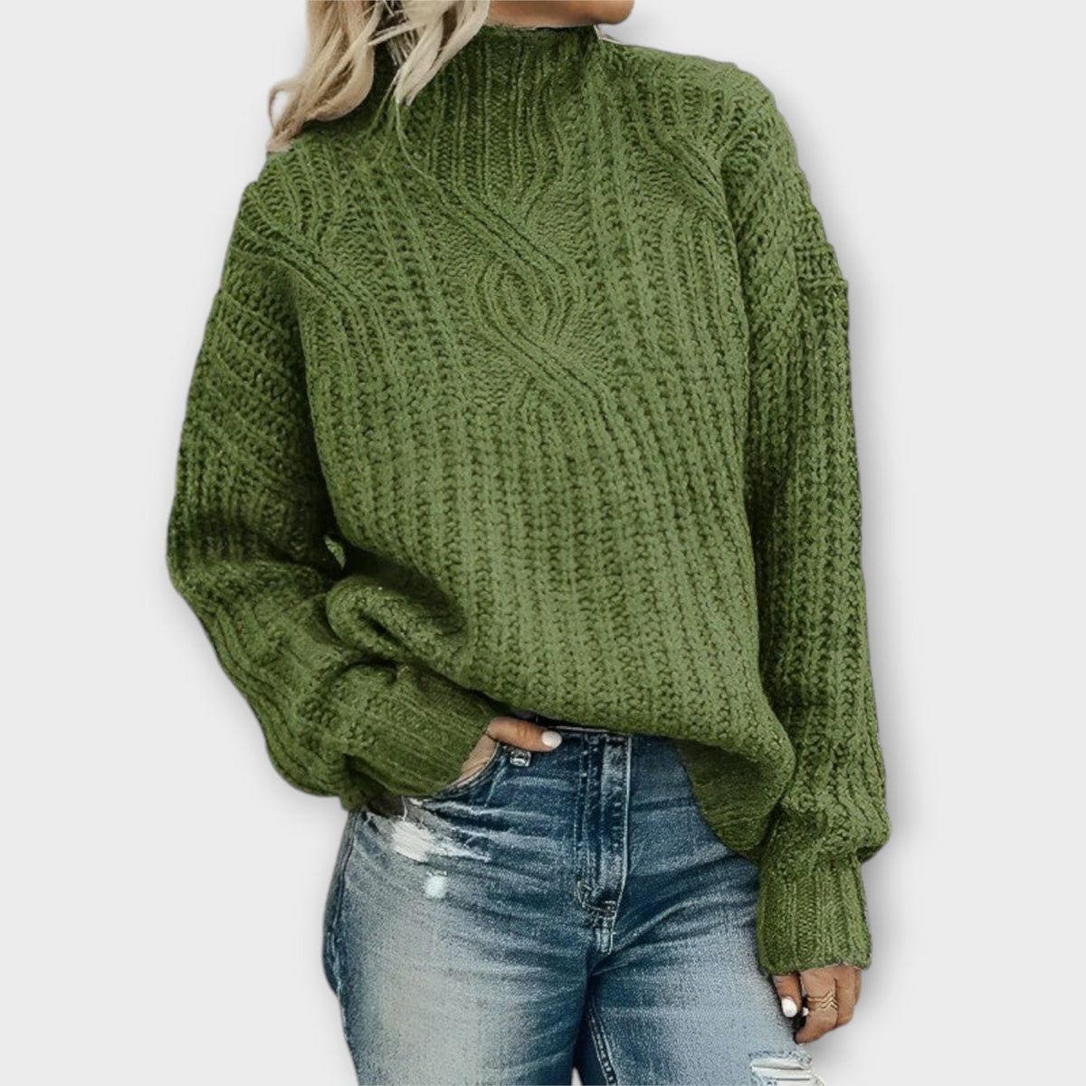 Cable Knit Sweater Black Mock Neck Women's Long Sleeve Pullover – Casual, Office