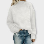 Cable Knit Sweater Black Mock Neck Women's Long Sleeve Pullover – Casual, Office