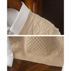 Cable Knit Sweater Vest Men's V-Neck Sleeveless Pullover Beige – Office, Casual · Faylori