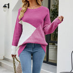 Cable-Knit Sweater Women's Colorblock Crew Neck Ribbed Long Sleeve Pullover – Casual, Office, Holiday, Gift